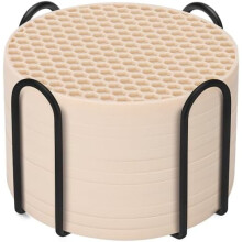 Conjunto de 6 porta-copos de silicone com suporte de metal