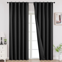 84" Black Blackout Curtains 2-Pk, Room Darkening Drapes for Bedroom/Living Room, Rod Pocket & Back Tab (37"x84", Black)