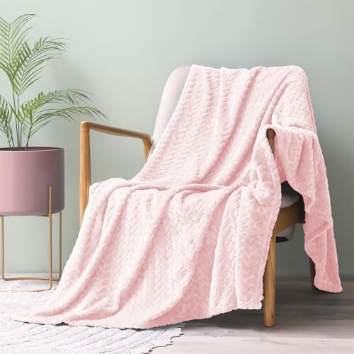 Mikrofiberpledd med jacquardbladmønster 1