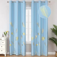 Blackout Curtains 52x84 in, Gold Wheat & Palm Print, 2