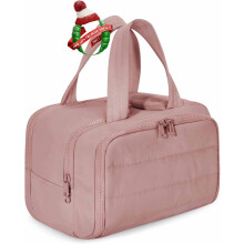 Soft Taslan Fabric Travel Toiletry Bag - Large Upright Leak-Proof Cosmetic Organizer, 4-Compartment Dry-Wet Separation Bag (Gym/Business Trip)