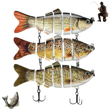 Mehrgelenkiger Swimbait-Köder, 10 cm, 3er-Pack