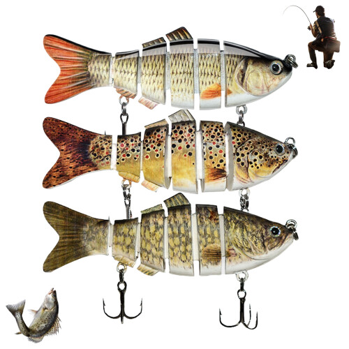 Mehrgelenkiger Swimbait-Köder, 10 cm, 3er-Pack