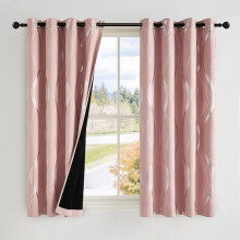 100% Blackout Pink Thermal Curtains with Grommets, 52x63", 2 Panels – Compatible with Bedroom & Living Room