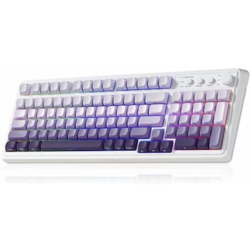 Clavier sans fil S99 : Tri-mode (Bluetooth/2,4 GHz/USB-C), rétroéclairage RVB, pavé numérique, molette multimédia — Compatible avec Mac,