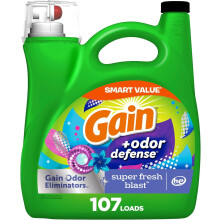 Odor Defense Liquid Laundry Detergent, Super Fresh Blast Scent, 107 Loads, HE Compatible