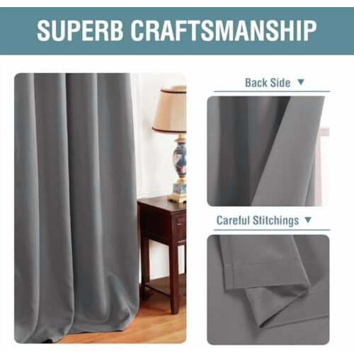 Bluish Grey Blackout Curtain Panel 100x84 in Grommet 2