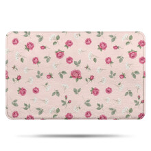 Alfombra de baño de microfibra con estampado floral, 17x27 pulgadas.