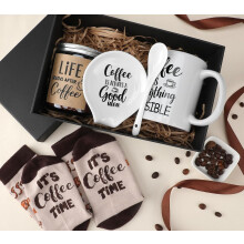 5-teiliges Geschenkset für Kaffeeliebhaber mit Tasse, Löffelhalter,