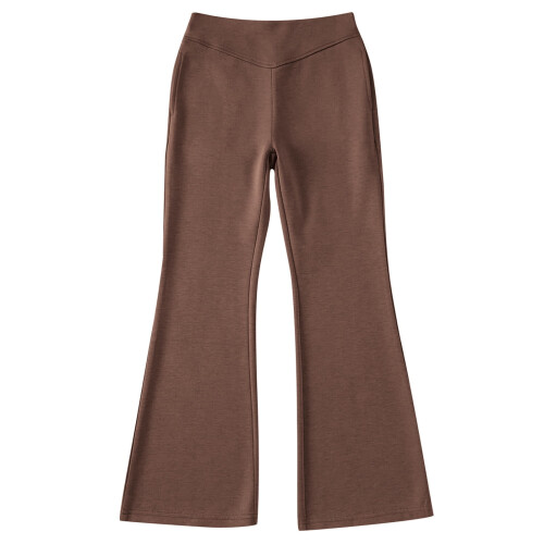 Mädchen-Schuluniformhose, braun, Stretch, hoher Bund, schmal 2