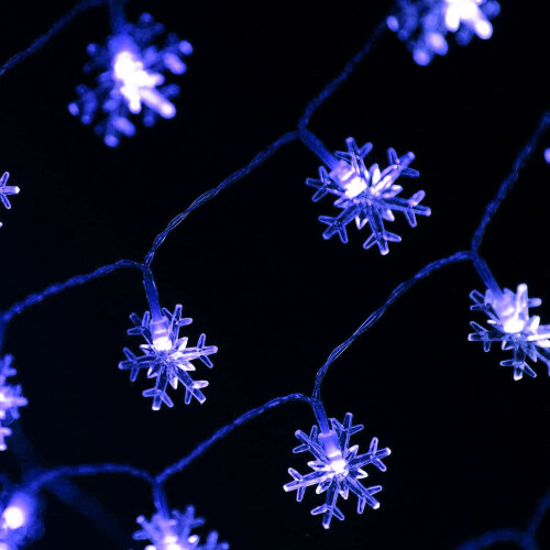 Solar Snowflake String Light, 39ft 100LED, 8 Modes, Waterproof, for Patio/Garden/Christmas Tree, Blue 1