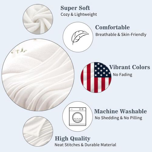 Patriotic Throw Blanket 30x40 in Red White Blue 2