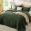 Olive Green Faux Fur Comforter Set 3-Piece 4