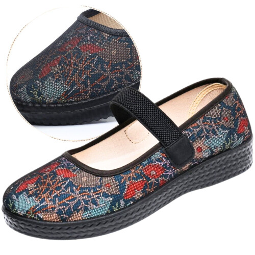 Γυναικεία Casual Flats με κέντημα λουλουδιών, Slip-On Flats με αναπνεύσιμο πλέγμα, Γυναικεία 2