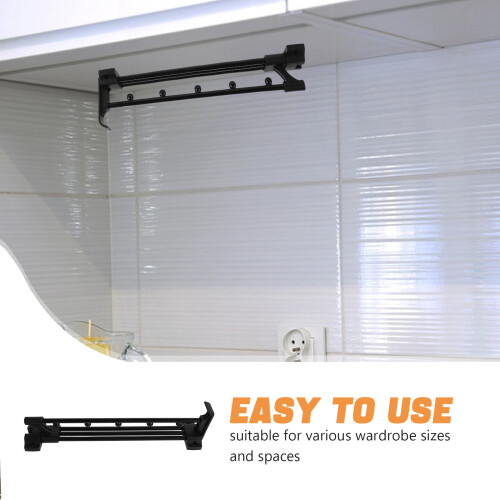 WHAMVOX Multi Functional Pull Out Pants Rack Closet Organizer Telescopic Clothes Rail for Storage Black 2