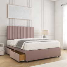 (Pink, 6ft Super King (with Mattress))) Brooke Divan Bed with 2 Storage Drawers Plush Velvet 24” Headboard & Mattress