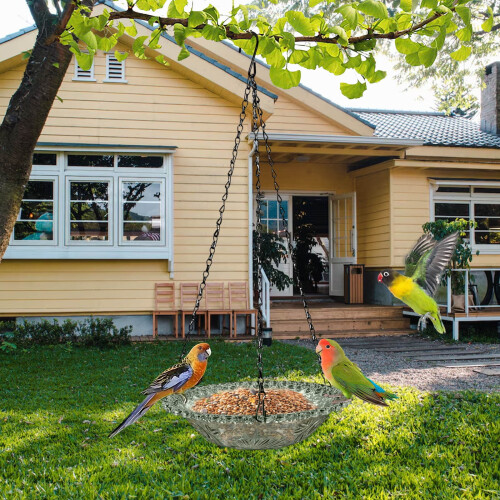 Outdoor Hanging Bird Feeder with Bath Tray for Backyard 2