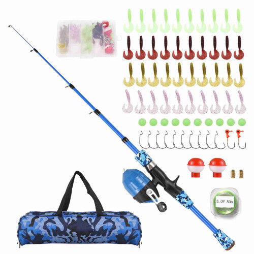 Set canna da pesca telescopica per bambini con mulinello e esche. 1