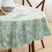 Sage Green Grapevine -pöytäliina, soikea, vinyyli, 152 x 204 cm