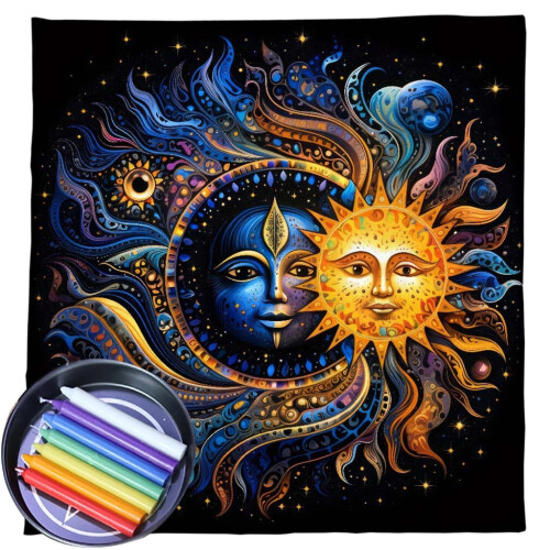 Moon & Sun Tarots Card Tablecloth Divinations Card Table Cloth Tapestry