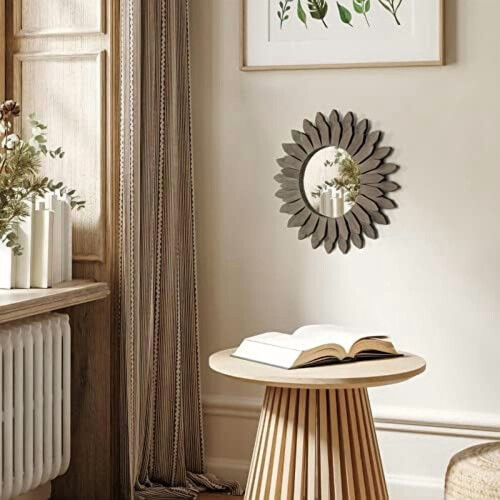 Espelho de parede de madeira estilo Boho Sunburst de 53 cm (21 polegadas) 2