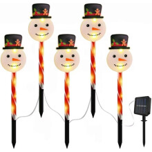 Guirlande lumineuse solaire de Noël 5 en 1, étanche, à LED, pour jardin et cour (bonhomme de neige), compatible avec les décorations de Noël.