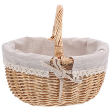 Shopping Basket Wicker Bread Basket with Lid and Egg Storage Box(10.24X8.66X7.87Inch)