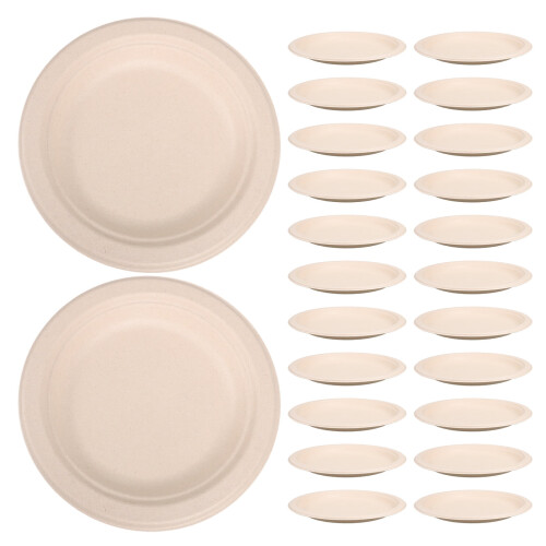 Pratos de sobremesa de papel bege, 15 cm (6 polegadas), 50 peças