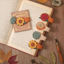 Conjunto de 4 Marcadores de Livro Magnéticos Vintage em Couro, Marcadores de Livro Magnéticos em Couro para Mulheres, Marcadores de Livro