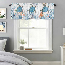 Sea Turtle Blue Coral Starfish Valance 42x12in