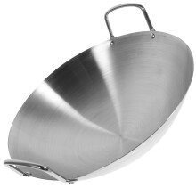 OUNONA Non-Stick Stainless Steel Wok, Silver, Practical for Kitchen, Even Heating Cookware
