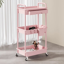 3 Tier Rolling Storage Cart with Drawers - Multipurpose, Sturdy & Decorative Organizer for Kitchen, Bathroom, Living Room, Office & Outdoor Use