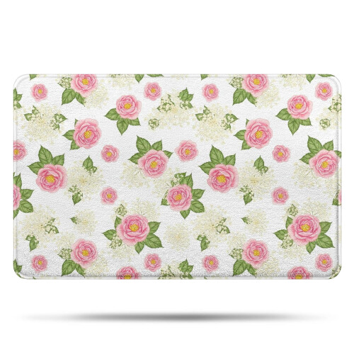 Tapete de banheiro floral antiderrapante em microfibra, 50 x 80 cm (20 x 32 polegadas)