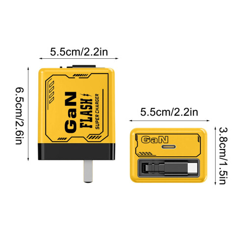 Φορτιστής GaN USB-C 120W με ανασυρόμενο καλώδιο 2