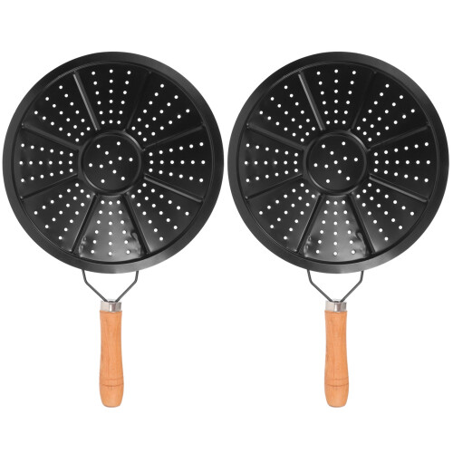 2pcs Heat Diffuser Reducer with Wooden Handle for Gas Stove