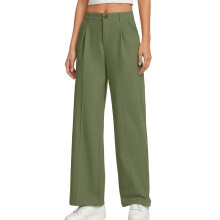 Kids' green stretch school pants elastic waist straight leg