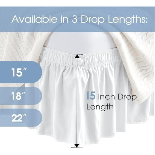 King Bed Skirt 15 Inch Drop Elastic Wrap Microfiber 2