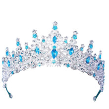 Shinning Princess Rhinestone Tiara Headband – Flower Girl, Bridal Crown, Prom, Birthday, Halloween, Bridesmaid, Photo Props (Dark Blue)