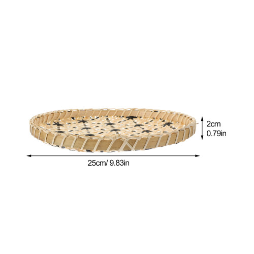Rundes Tablett aus Bambusgewebe, 25 cm, handgefertigt 2