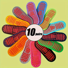 EASTIN 10 Pairs Unisex Non-slip Athletic Socks – 95% Polyester, 5% Spandex, Solid Color, Machine Washable, All Season, Compatible with Trampoline,