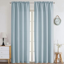 White Faux Linen Curtains 84" L x 40" W, 2 Panels, Semi Light Filtering, Soft Airy Farmhouse Style – Compatible with Standard Rods