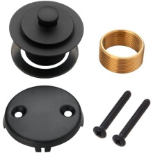 Black Bathtub Tub Drain Conversion Kit Assembly, Lift and Turn Twist Tub Drain Trim Kit with Two-Hole Overflow Faceplate, Matte Black