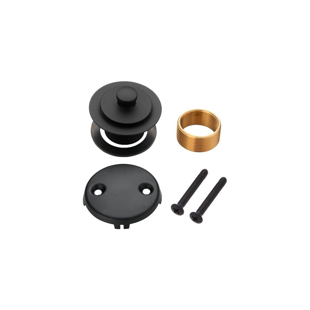 Black Bathtub Tub Drain Conversion Kit Assembly, Lift And Turn Twist Tub Drain Trim Kit With Two-Hole Overflow Faceplate, Matte Black 9175034765254