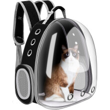 Cat Backpack Carrier Bubble Bag, Space Capsule Pet Carrier for Small Dogs and Cats, Clear Bubble Backpack for Hiking, Travel and Outdoor Use - Black