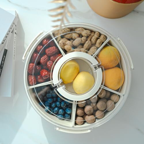 Snackschale mit 6 Fächern, Deckel und Griff 1