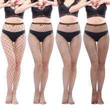 Womens High Waist Tights Fishnet Stockings Thigh High Pantyhose - coffee