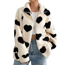 Dames winterjas van imitatiebont met pluche fleecevoering, zwart, maat M