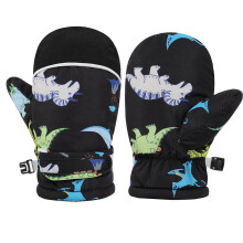Likimi Toddler Kids Boys Girls Mittens Print Cute Thermal Waterproof Gloves Fall Winter Ski Gloves Size 4-8 Years Black