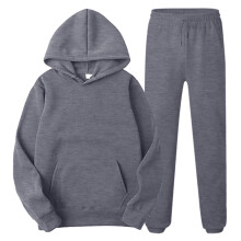 Men and Women Fall Winter Sports Active Leisure Solid Color Hooded Sweater and Closed Trousers Two Piece Suit Casual Outdoor Comfort Daily Wear