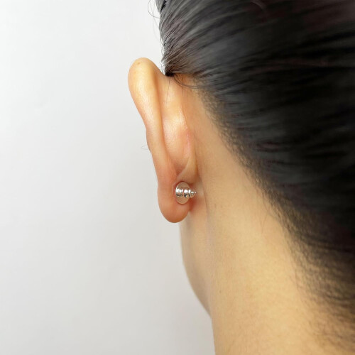 Earring Backs for Droopy Ears, Heavy Stud Lifters & Locking Backings (4pcs), Compatible with Studs, White Gold 2